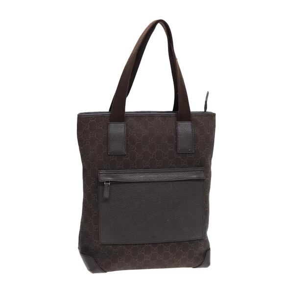 GUCCI GG Canvas Tote Bag Outlet Brown Silver - Picture 1 of 16